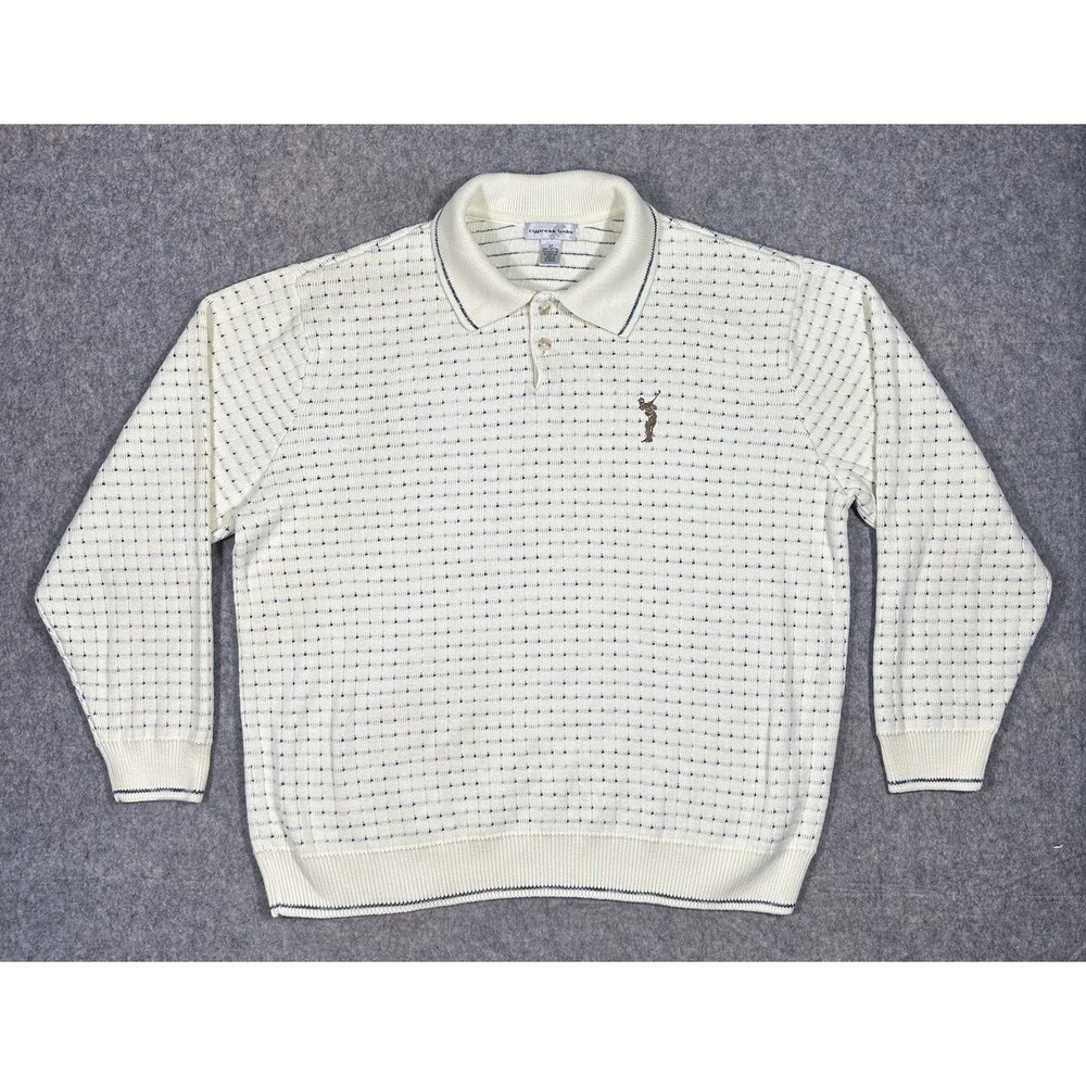 Vintage Cypress Links Golf Sweater Men’s 2XL White Embroidered Grandfather Retro